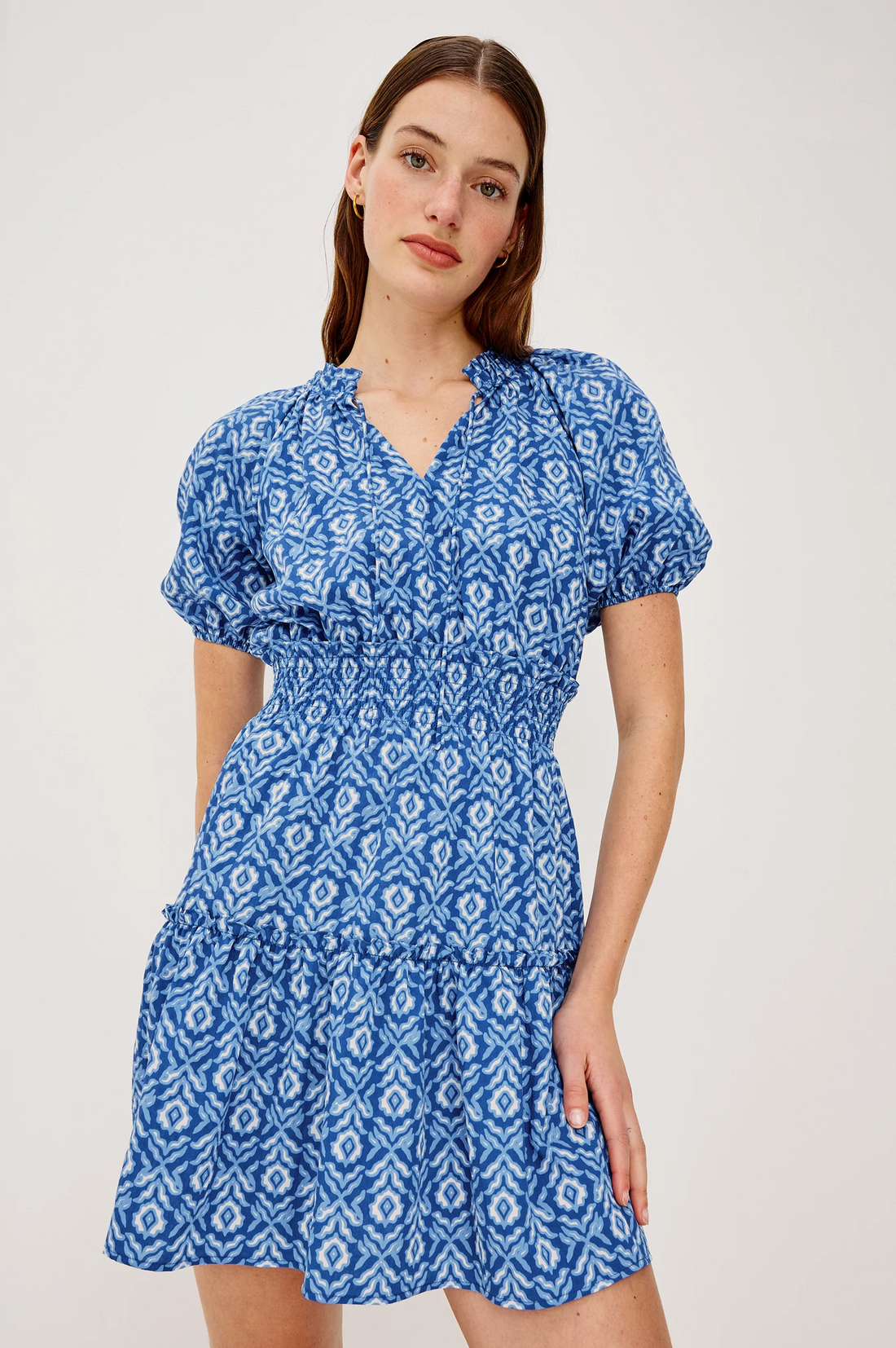 Fiorella Dress - Blue Ikat